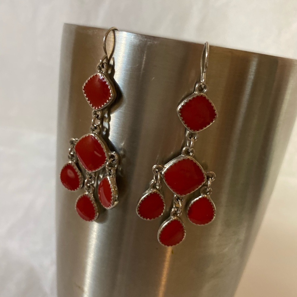 Red dangle earrings